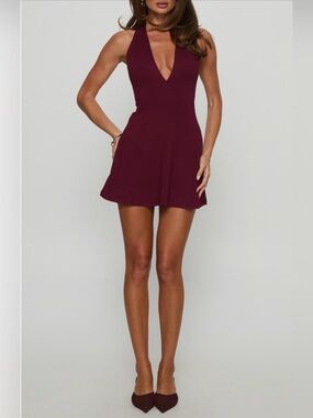 PRINCESS POLLY Hollywood Hills Plunge Neck Halter Mini Dress 2